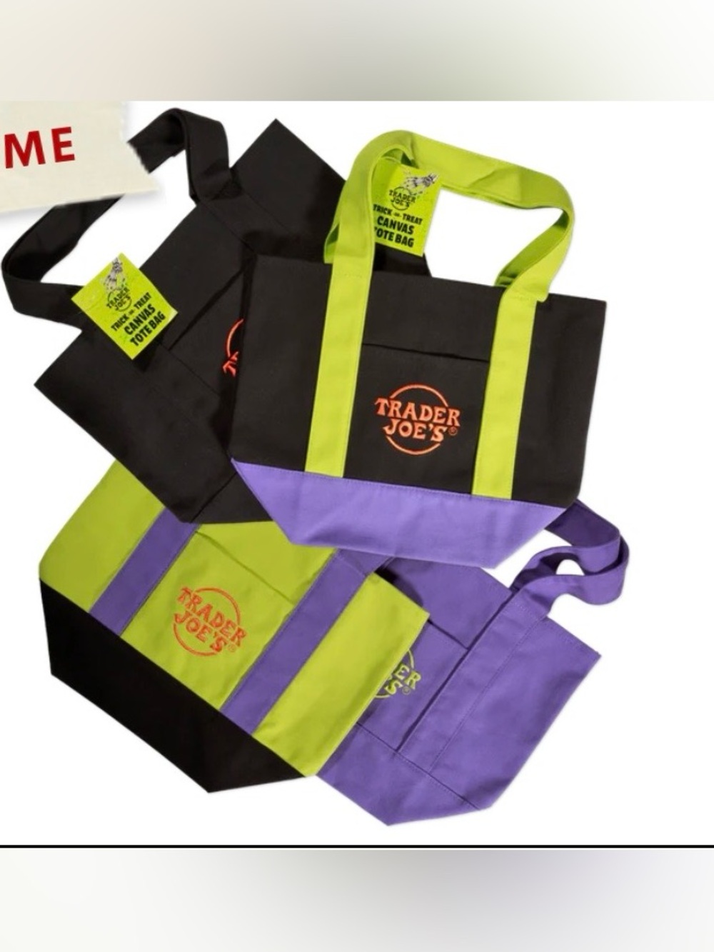 NWT Trader Joeโs Trick-or-Treat Mini Canvas Tote Bags